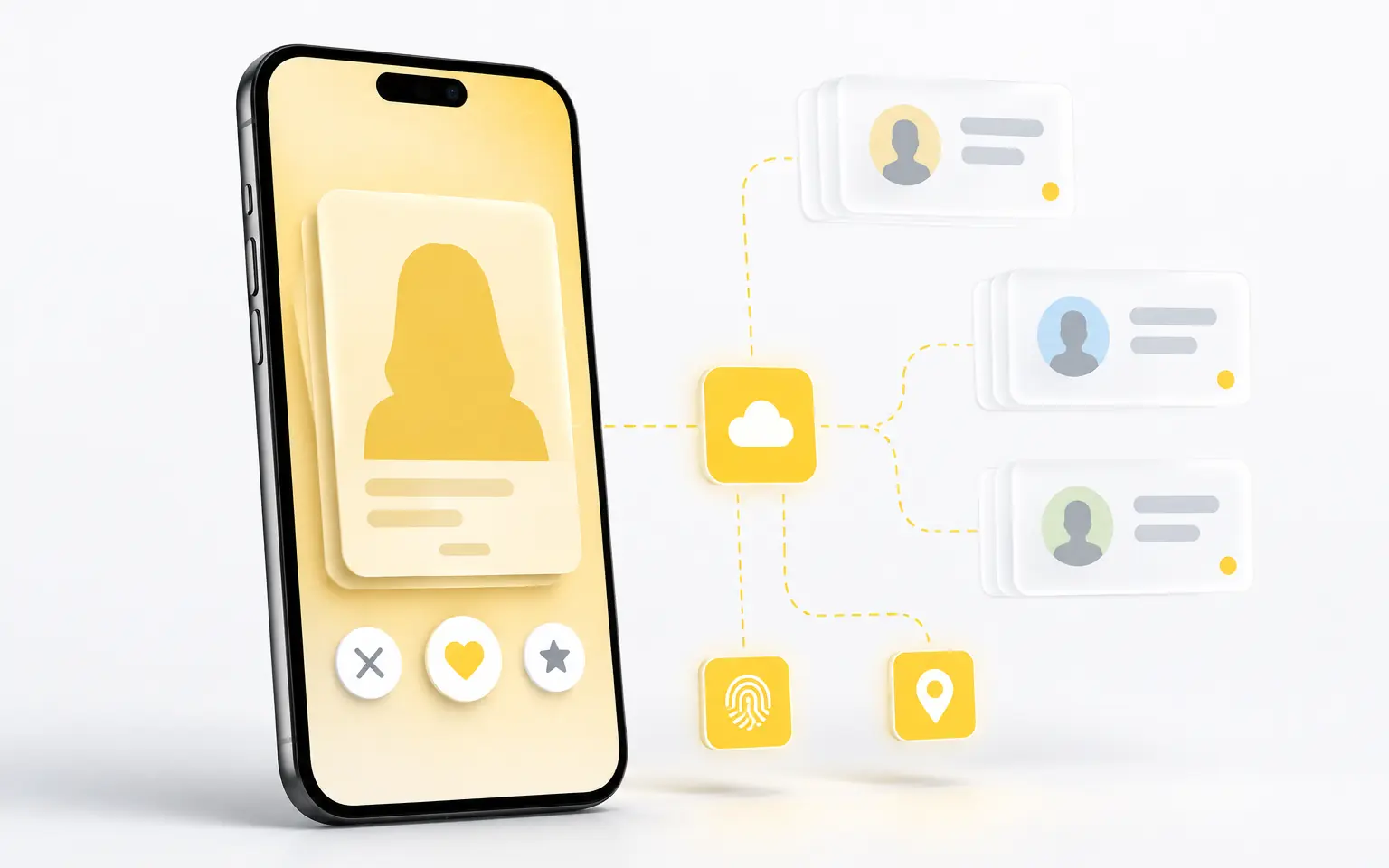 Bumble App 在云手机中运行的界面 mockup