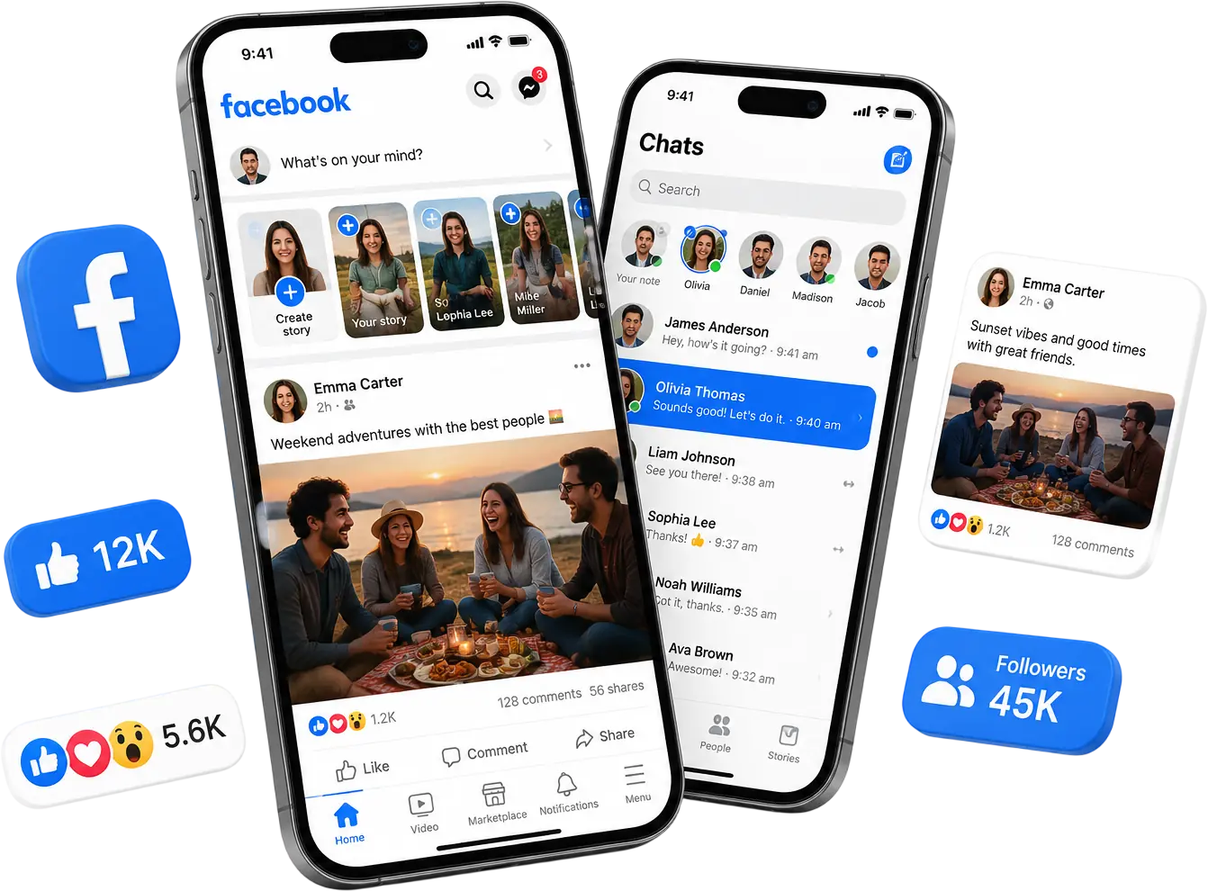 Facebook App 在云手机中运行的界面 mockup