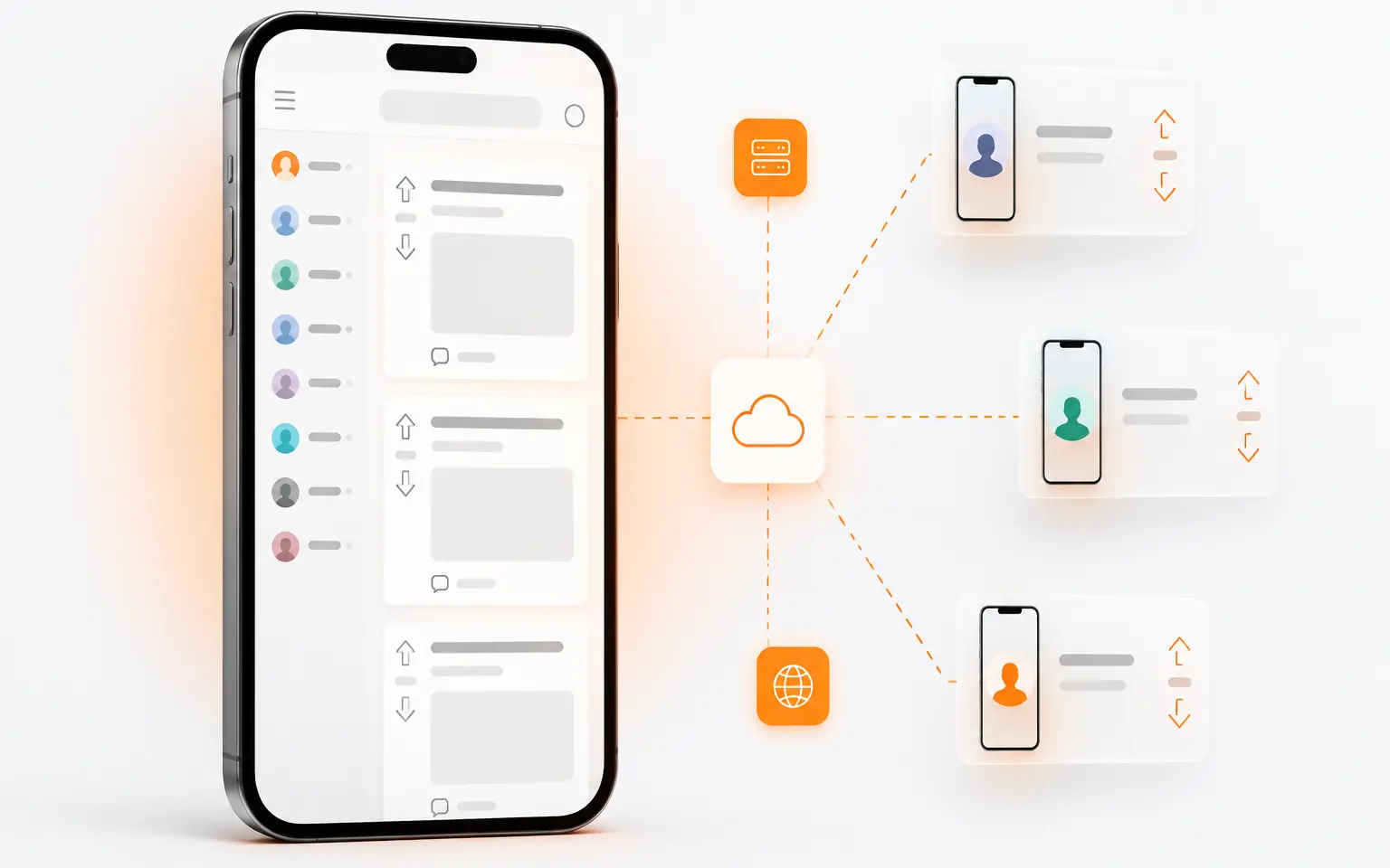 Reddit App 在云手机中运行的界面 mockup