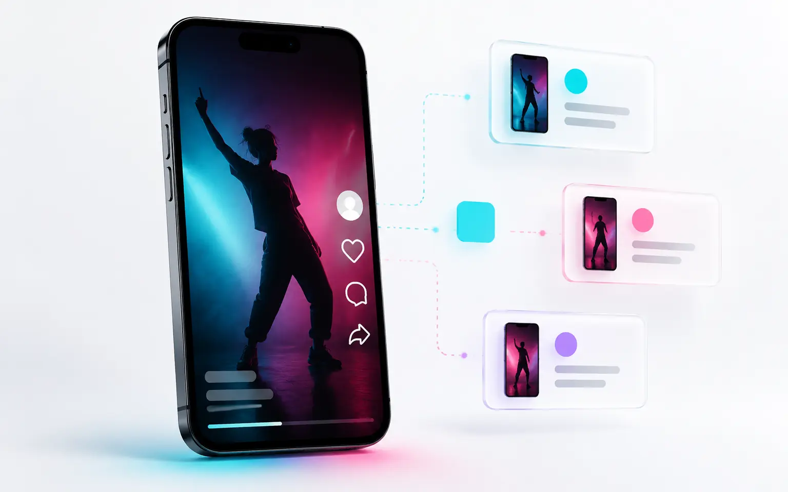 TikTok App 在云手机中运行的界面 mockup