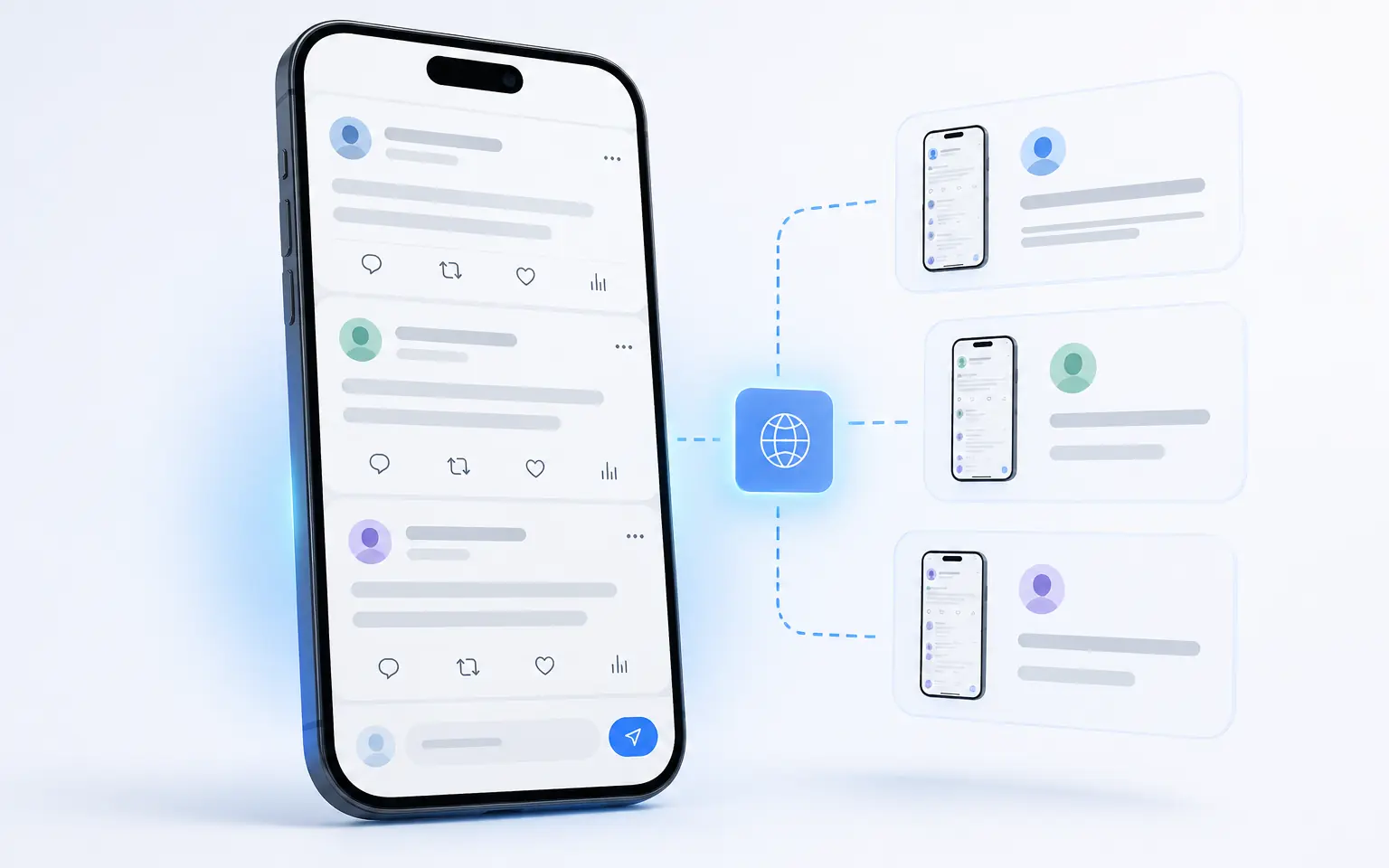 Twitter (X) App 在云手机中运行的界面 mockup