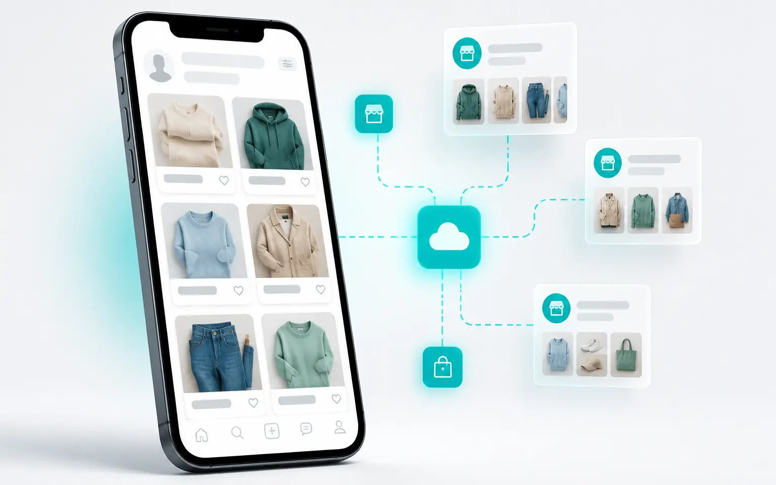 Vinted App 在云手机中运行的界面 mockup
