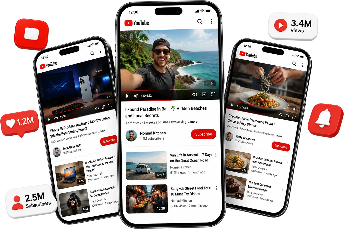 YouTube App 在云手机中运行的界面 mockup
